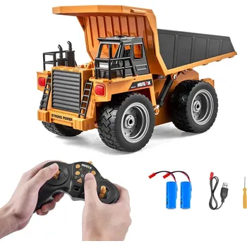 RC model auta VEVOR RC sklápěč 1:18, 9kanálový, dálkově ovládaný, 2 dobíjecí baterie