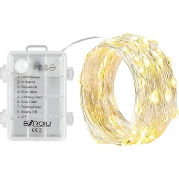 Vánoční dekorace Vánoční mikro řetěz na baterie 5 m 50 LED, 8 programů, časovač, teplá bílá