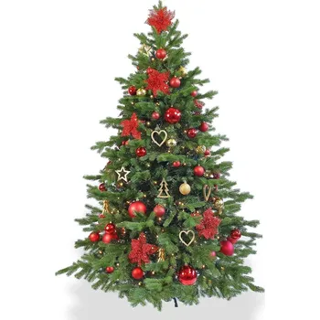 LAALU Vánoční stromek zdobený - VÁNOČNÍ HVĚZDY, 106 ks ozdob, 210 cm