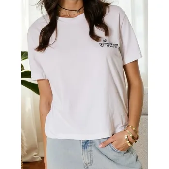 Dámské tričko Sinsay - Bavlněné tričko s nápisem - bílá - 756BB-00X - 756BB-00X-XS