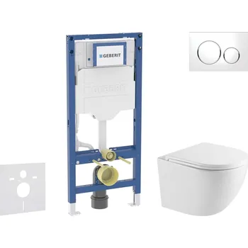 WC sada Geberit Duofix - Set předstěnové instalace, klozetu Oudee a sedátka softclose, tlačítko Sigma20, bílá/chrom SANI11CA3196