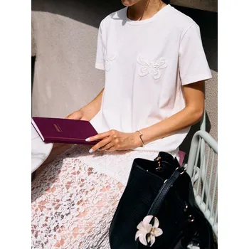 Sinsay - Tričko s nášivkami - krémová - 365EV-01X - 365EV-01X-XS