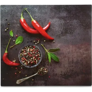 Kuchyňské prkénko ZELLER Skleněná řezací deska 56 × 50 cm motiv chilli