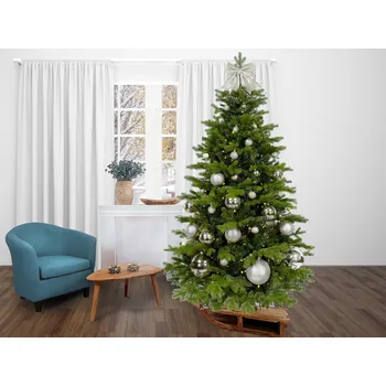 LAALU Vánoční stromek zdobený - STŘÍBRNÉ VÁNOCE II, 85 ks ozdob, 240 cm