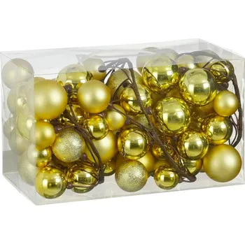 Vánoční dekorace LAALU Vánoční ozdoby - girlanda s ozdobami, zlatá, 180 cm, 80 ks