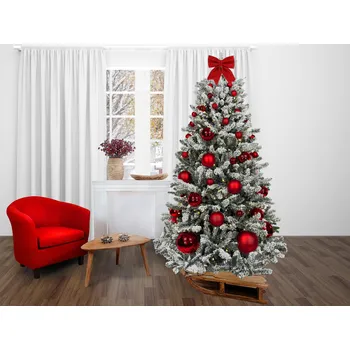 LAALU Vánoční stromek zdobený - ČERVENÉ VÁNOCE, 85 ks ozdob, 270 cm