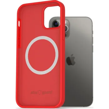 Pouzdro na mobilní telefon AlzaGuard Silicone Case Compatible with Magsafe pro iPhone 12 / 12 Pro červený