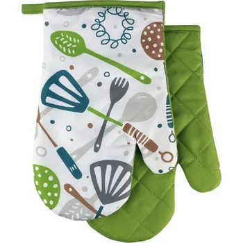 Euromat Chňapka kuchyňská/rukavice s magnetem a poutkem - Příbory zelené