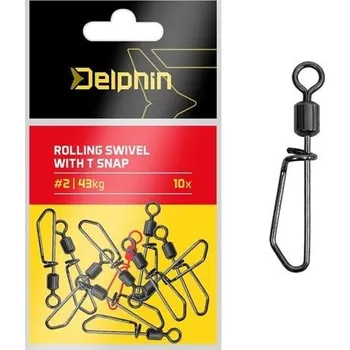 Delphin Rolling swivel with T snap Velikost 8, 19 kg 2 × 10 ks
