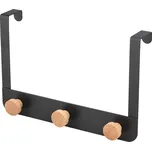 MSV závěsný věšák na dveře se 3 háčky NAYA, matně černý, bambus, ocel, 45 mm