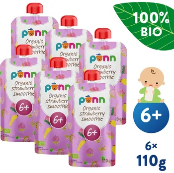 Dětská výživa SALVEST Ponn BIO Ovocné pyré s malinami 6× 110 g