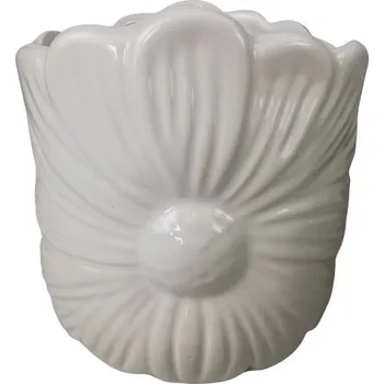 Květináč Keramický bílý květináč Daisy – 13,5 × 13,5 × 15 cm