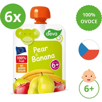 Dětská výživa DEVA hruška, banán 6×90 g