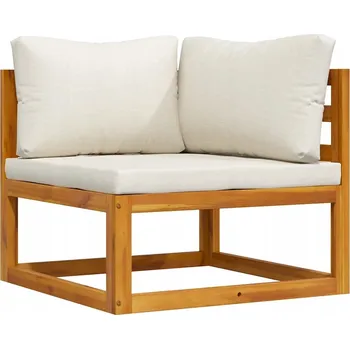 Zahradní pohovka Rohový modul pohovky s krémovým polštářem, masivní akáciové dřevo