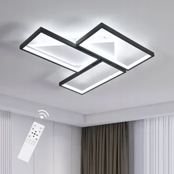 LED Stropní Svítidlo Lustr Černé+Bílé Moderní do Kuchyně s Dálkovým Ovládáním 56W