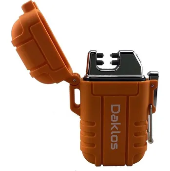 Daklos Plazmový nabíjecí voděodolný větruodolný zapalovač v dárkové krabičce – oranžový