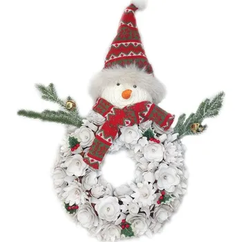 Vánoce Goba 3001223 Vánoční věnec na dveře, sněhulák 59 cm