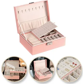 Šperkovnice Šperkovnice Ecarla růžová eko kůže se zrcátkem