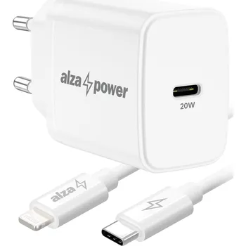AlzaPower A110C Fast Charge 20W bílá + Core Lightning MFi 1m bílý