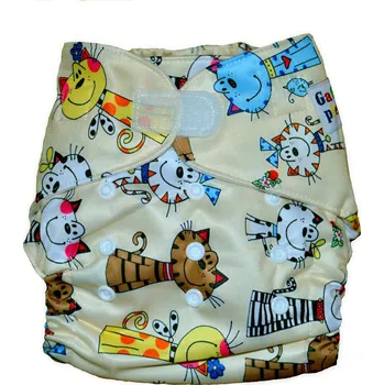 Plenkové kalhoty GaGa's Látková plena All in One Kočky na suchý zip