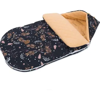 Mamo Tato Zimní fusak Lux, prošívaný flecce, Zimní kvítí, 48 × 90 cm, černá/karamel