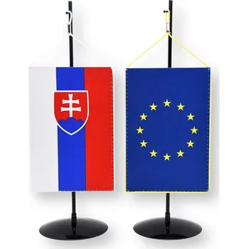 Vlajka Komplet stolního stojánku s vlaječkami SR a EU (na zavěšení) Alerion