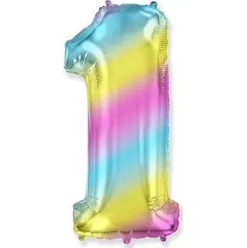 Balónek Balón foliový číslice duhová - rainbow - 102 cm - 1
