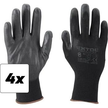 Pracovní rukavice EXTOL PREMIUM Rukavice z polyesteru polomáčené v PU, černé, velikost 8", sada 4 ks