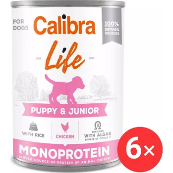 Krmivo pro psa Calibra Dog Life konzerva pro štěňata a juniory s kuřecím a rýží 6 × 400 g