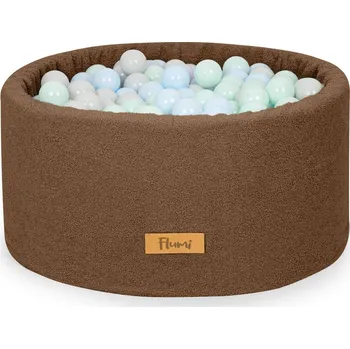Dětský bazének Flumi Bazének s míčky 200 ks bouclé hnědý, mentolovo - modré míčky