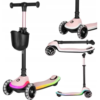 Koloběžka Tříkolová balanční koloběžka pro děti s LED, skládací, do 50 kg Lionelo Mey