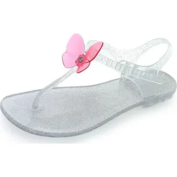 Raketový sport ZHOELALA , třpitivě bílé sandály s růžovým motýlem, zl-bf01 Velikost: 37 Nové zboží