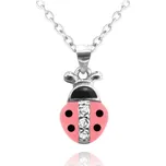 MINET Dětský stříbrný náhrdelník Růžová beruška vykládaná zirkony (Ag 925/1000, 2,4 g)