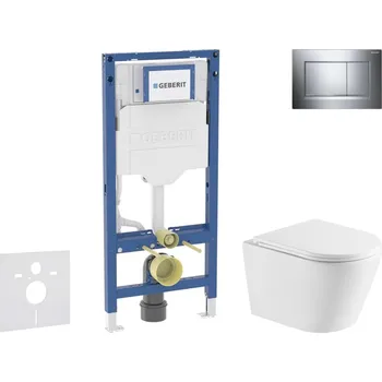 WC sada Geberit Duofix - Set předstěnové instalace, klozetu Nefia a sedátka softclose, tlačítko Sigma20, chrom SANI11CA1162