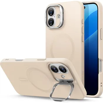 Pouzdro na mobilní telefon ESR Cloud Soft Case with Stash Stand (HaloLock), Compatible with iPhone 16 Plus, Light Tan