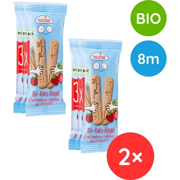 FruchtBar BIO špaldové máslové tyčinky s jahodami 6× 30 g