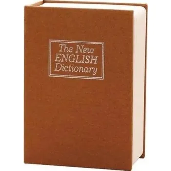 Trezor Tajná pokladnička na klíč ve tvaru knihy The New English Dictionary skrytý zámek bezpečná pokladnička na peníze světle hnědá