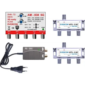Anténní zesilovač EVERCON anténní set pro 7 TV pro 50-100 km 838-101-7