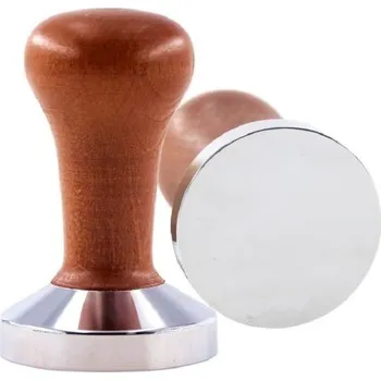 Kávovar Pěchovadlo tamper na kávu s dřevěnou rukojetí hnědá