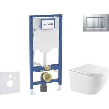 WC sada Geberit Duofix - Set předstěnové instalace, klozetu Oudee a sedátka softclose, tlačítko Sigma20, lakovaný chrom mat/chrom SANI11CA2112