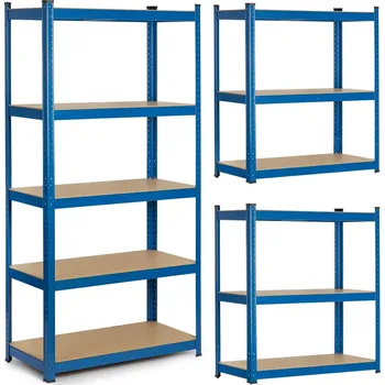 Dílenský regál Humberg Kovový úložný regál 180 × 90 × 40 cm modrý