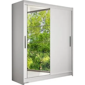 Šatní skříň Nejlevnější nábytek Tabari VI, bílý mat/zrcadlo, šířka 150 cm
