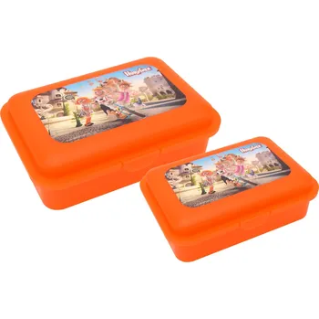 Svačinový box Sada svačinových boxů, 2 dílná, Hurvínek ulice oranžový