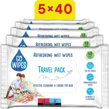 Dětský vlhčený ubrousek GoWipes vlhčené osvěžujíci ubrousky 5× 40 ks (200 ks)