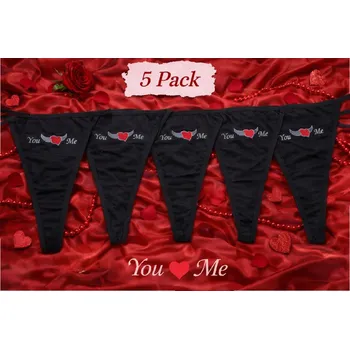 Kalhotky Dámské tanga - 5 ks PACK - YOU/ME - černé Velikosti: L