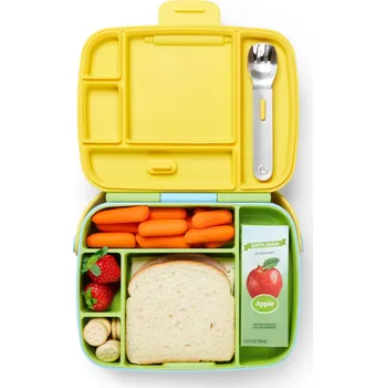 Svačinový box Munchkin Svačinkový box s nerezovým příborem zelený