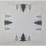 4sleep Vánoční ubrus stromečky zelený a stříbrný na bílé 85 × 85 cm