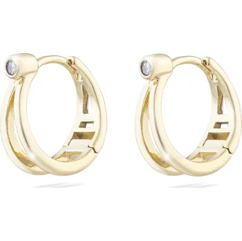Šperk Biju Pozlacené náušnice 14K kroužek, dvojité kroužky se zirkonem 1002746