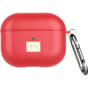Pouzdro na mobilní telefon Obal z PU kůže s karabinou pro AirPods 3 - červený
