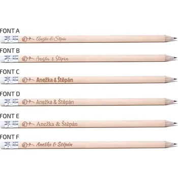 Svatební dekorace Tužka s gravírováním růžička Barva: Přírodní, Font: Font B